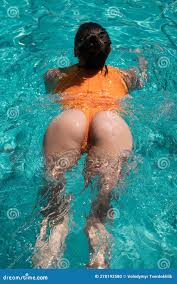 swimming ass girl|Beautiful Ass Girl In A Swimsuit Near The Pool. Holiday At ...
