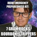 Hipster Charlie Sheen. irene emergency preparedness kit 7 gram rocks bourbon