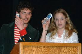 Max Freedman and Cathy Pitoun ask the audience to silence their cell phones. - HWFF2006%20cellphones