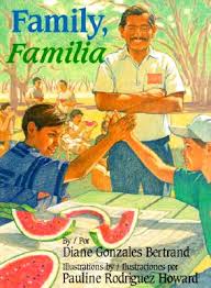 Family, Familia is a bilingual picture book. Daniel Gonzales, the main character in the story, goes to a family reunion in San Antonio, Texas. - familia