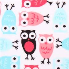 Eulen Minky Stoff Fleece Plüsch Watermelon <b>Robert Kaufman</b> 1 - owl-minky-fabric-fleece-plush-watermelon-Robert-Kaufman-183869-1