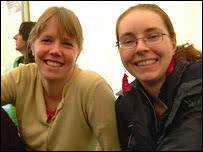 Claudia Pfrommer and Antje Reissmann. New-found friends Claudia and Antje