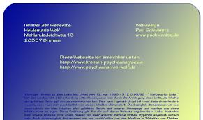 Impressum| Heidemarie Wolf | Psychotherapie Psychoanalyse Bremen ... - sg_impressum_inhaber_webseite_wolf