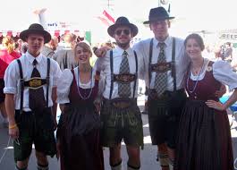 People in traditional Oktoberfest clothing.