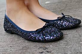 Navy Glitter Ballet Flat � bows & sequins