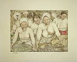 Japanese Colored Etching Korea - Willy Seiler Haggling ( - catphoto