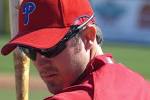 Chase Utley warming up for
