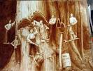 Karen Eland  painting with beer and coffee