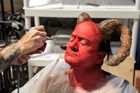 Satan (Matt Servitto) gets a touch-up from Shane Morton. Photo courtesy of Adult Swim. - YPF_Matt-Servitto-1_hires_R