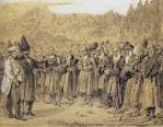 Presentation of the bosses (Russian officer and Caucasians ...