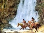 http://www.firstpeople.us/pictures/HowardTerpning/ls/Howard-Terpning-Crossing-Below-The-Falls.jpg
