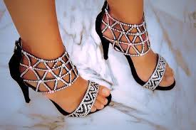 Beautiful black high heel prom shoes 2014 with silver rhinestone ...