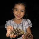 Alice holding pine cones she