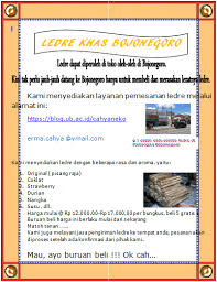 Cahya Asih Erma Yunita wrote a new post, jual ledre khas Bojonegoro, on the site yeoboseoyo 6 months ago - ld