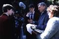 Adam Hann-Byrd, Josh Hartnett and director Steve Miner on the set ...