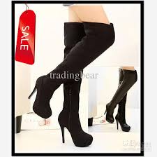 2013 Sexy Black Suede Patent Leather Over The Knee High Thigh High ...