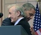 Obama embraces Elie Wiesel at