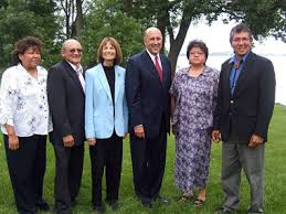 First Lady Jessica Doyle and Governor Doyle with Secretary Lorna Shawano, Vice-Chairman Al Milham, Councilwoman Ruth Pemma and Treasurer John Alloway. - gallery_photo_get