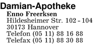 Firma Damian-Apotheke Inh. Enno Freerksen in Hannover - Branche(n ...
