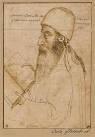 Portrait of Manuel Chrysoloras wearing a hat and holding a book ...
