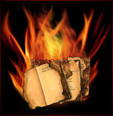 Burning religious text.
