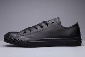 Classic Converse Chuck Taylor All Star Pure Black Leather Low Tops ...