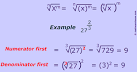 Formula and examples of how to simplify fraction exponents