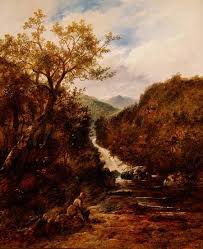 Angler by a Wooded Waterfall - James Charles Ward als Kunstdruck ...