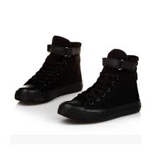 Mens white and black canvas shoes high top canvas shoes | Buytra.com