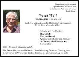 Anzeige für Peter Helf