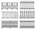 White wrought iron modular railings and fences stock photo 6309326