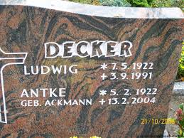 Grab von Ludwig Decker (07.05.1922-03.09.1991), Friedhof Plaggenburg