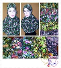 Jilbab Langsung Pakai Model KCB Bahan Spandek Motif Bunga Cantik ...