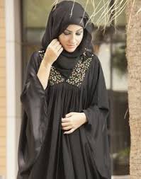 NOIR A stylish classic black Abaya, wrap over style on the bodice ...