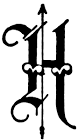 H, Old English fancy text Clipart
