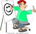 Male Artist Drawing a Smiley Face On Canvas with a Paintbrush