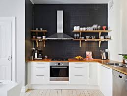 Small Kitchen Modul Accent Black Wall Interior