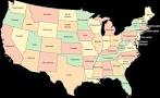 Contiguous United States Color Outline Map