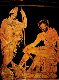 Odysseus speaking to his mother in underowrld