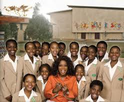 Oprah and her beneficiaries at her Leadership School for girls in South Africa.