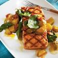 Grilled Salmon with Chorizo and Fingerlings Recipe | MyRecipes.