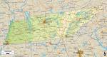 Physical Map of Tennessee and Tennessee Physical Map