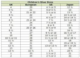 Kids Fashion | Kids Shoes Size Chart Conversion | aecfashion.com