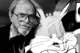 Chuck Jones with cutout of Bugs Bunny in the mid 1990&#39;s - chuck-jones-bugs