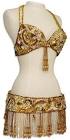 Gold Sequin Fringe Egyptian Bra Belt Belly Dance Costume   At