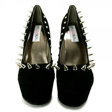 Buy Lacey Wedge Heel Spike Stud Platform Court Shoes - Black ...