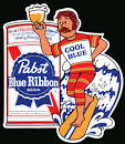 PABST BLUE RIBBON - PBR - Cool Blue baseball player beer sticker ...