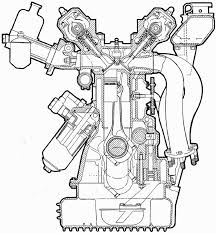 Cross section drawing of Twin Cam engine TC-300 - Twin Cam Engine GENERAL DESCRIPTION TC-300A - Twin Cam GOLD SEAL ENGINE - tc_eng_xsec