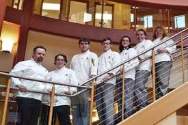 They are, from left: Chef Justin Kinziger, Chef Beth Folkert and students Lawney Francis, Nate Dietel, Addy Pogany, Madison Dulisse and Penny Cook. - 11133093-large