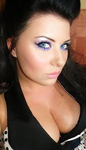Filed under beauty mark blue eyes cleavage dark hair eyeshadow false eyelashes larachristina long hair makeup purple eyeshadow Lara Christina - tumblr_lpos5uke0Z1qfusg3o1_500